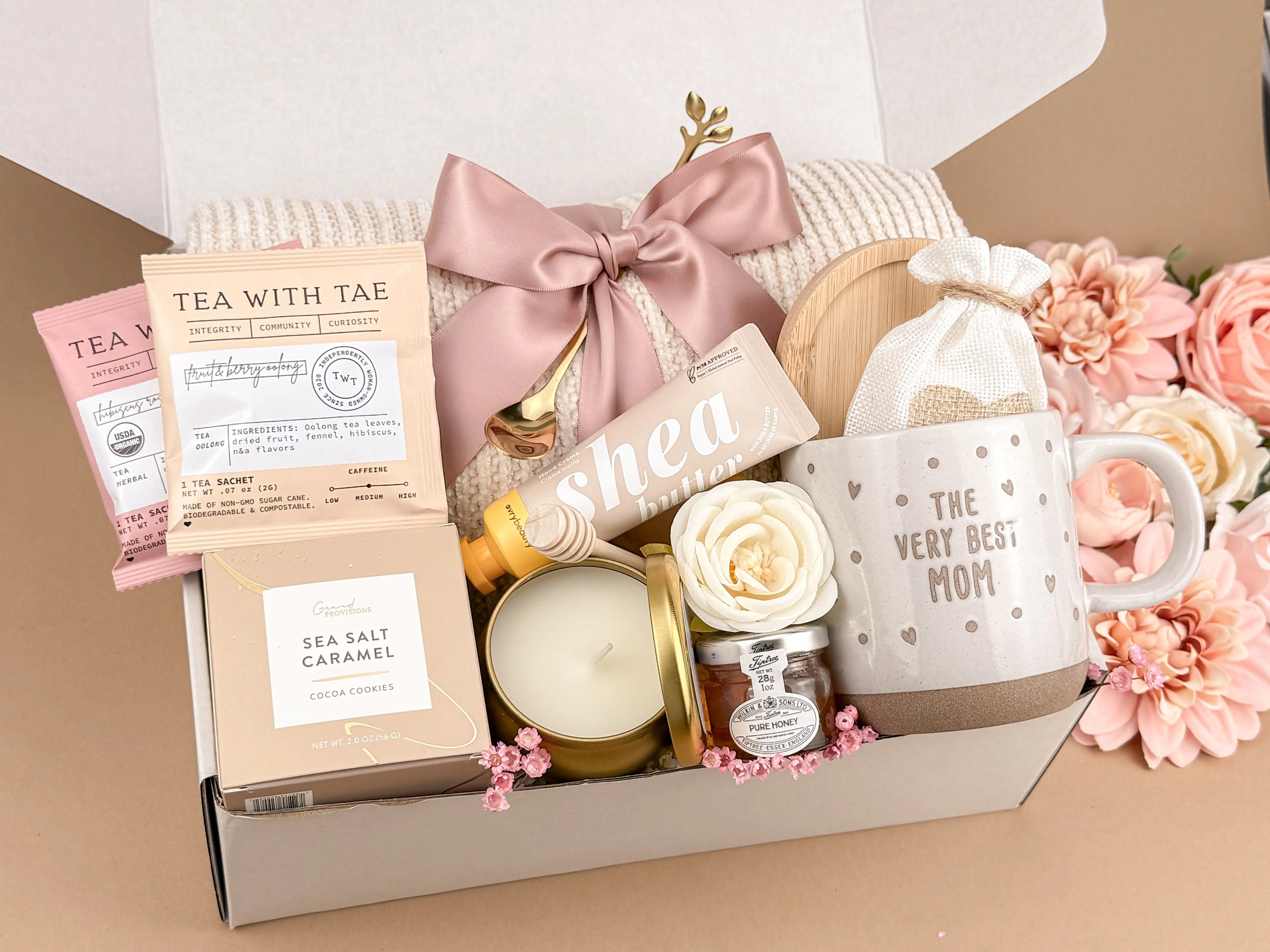 Mother's Day Gift Baskets – Luxury Blanket & Wellness Set