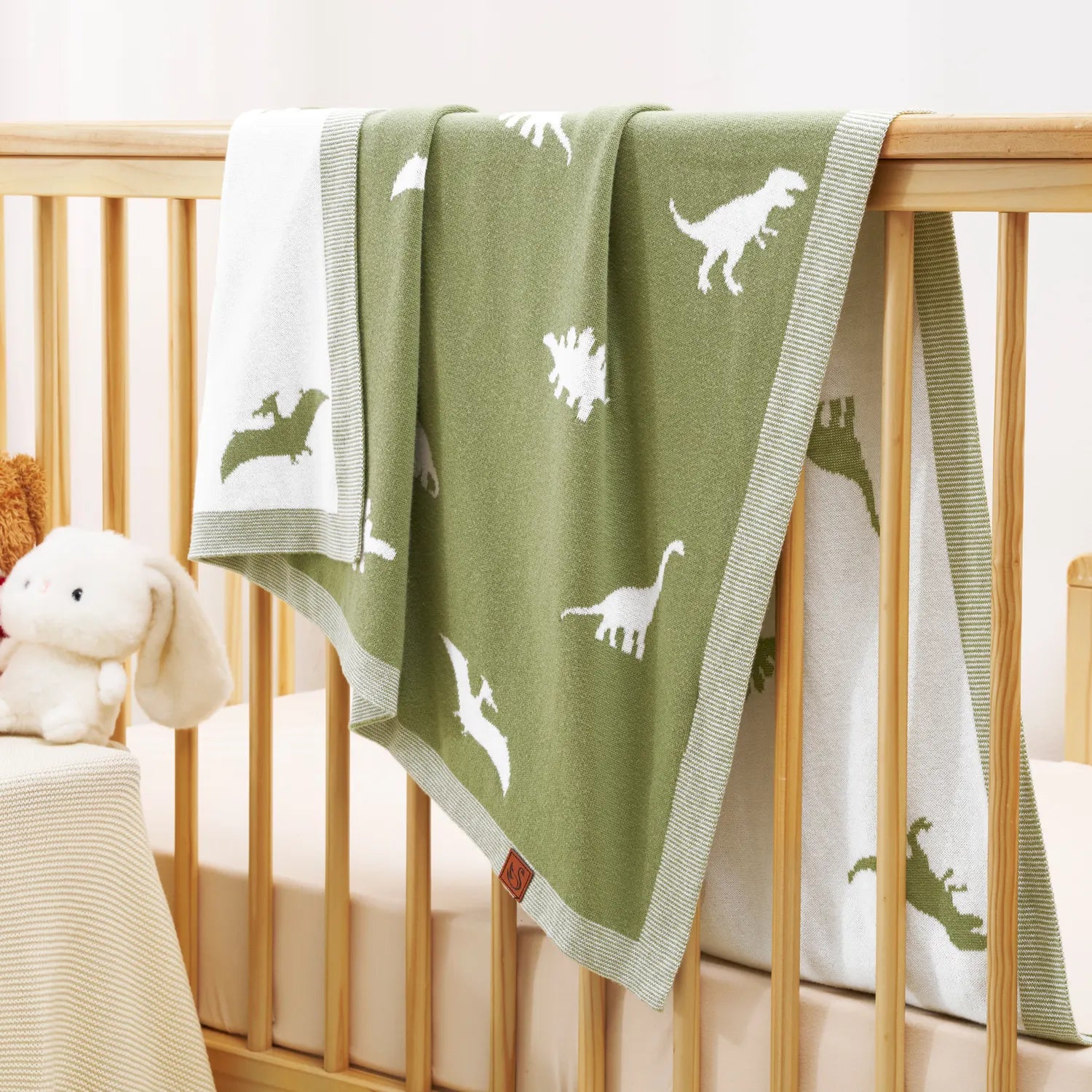 Dinosaur Jacquard Knit Baby Blanket