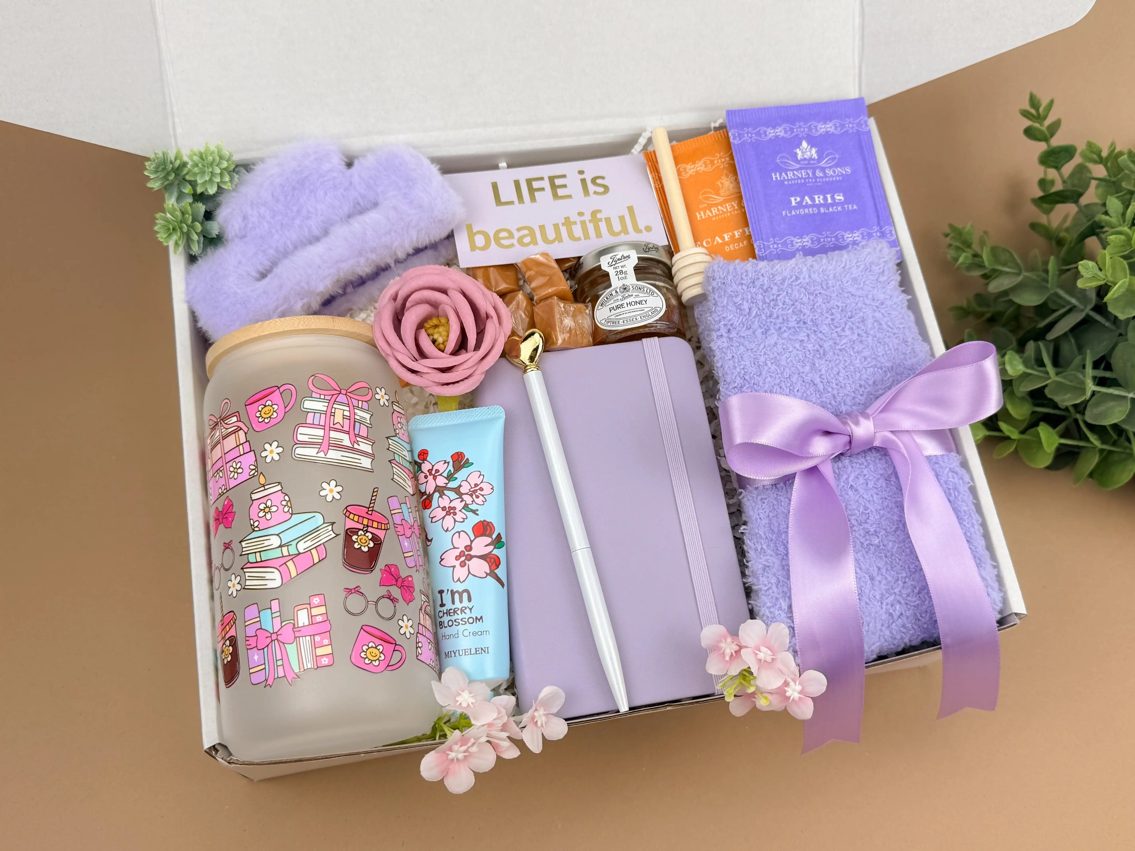 Self Care Gift Baskets – Lavender Spa, Tea & Tumbler Set
