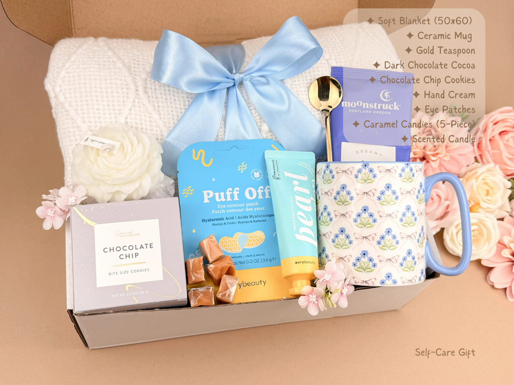 Spa Gift Baskets – Blanket, Hand Cream & Candle for Her